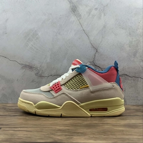 Union LA x Air Jordan 4 Retro Guava Ice Light Bone Brigade Blue DC9533-800 Worn Daily Urban Style