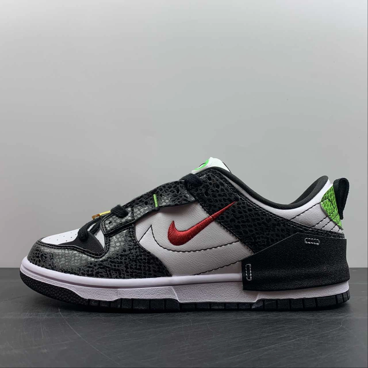 SB Dunk Low Disrupt 2 Just Do It Snakeskin Black White DV1490-161 Multi-functional materials