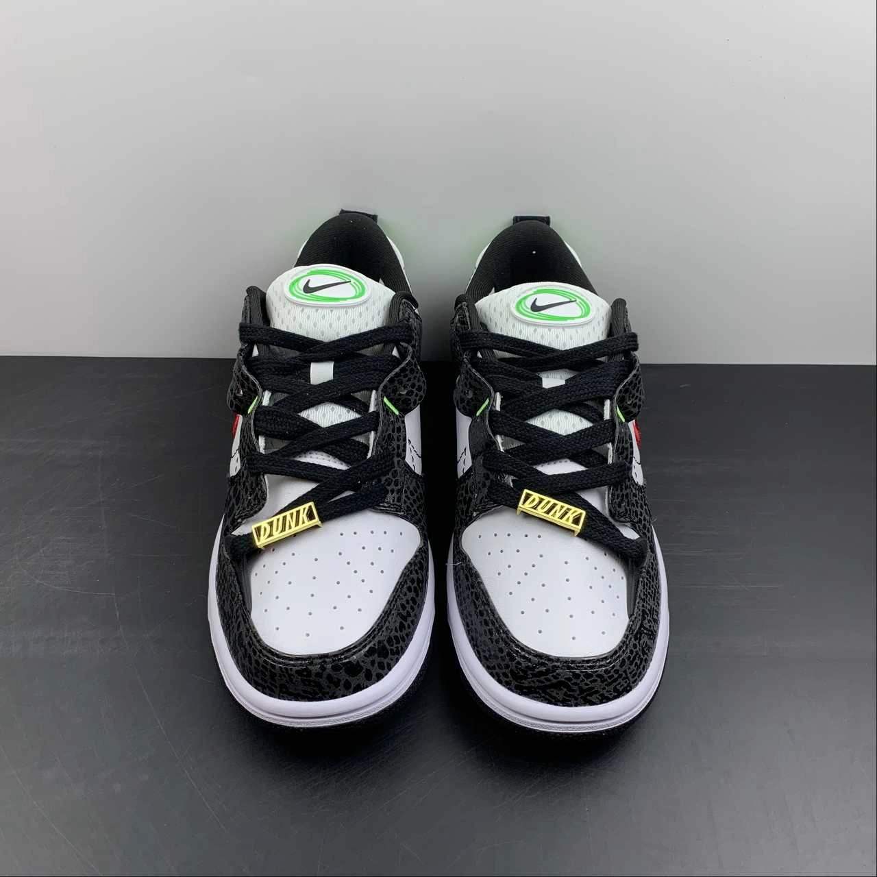 SB Dunk Low Disrupt 2 Just Do It Snakeskin Black White DV1490-161 Dynamic Arch Cushion Outdoor Move