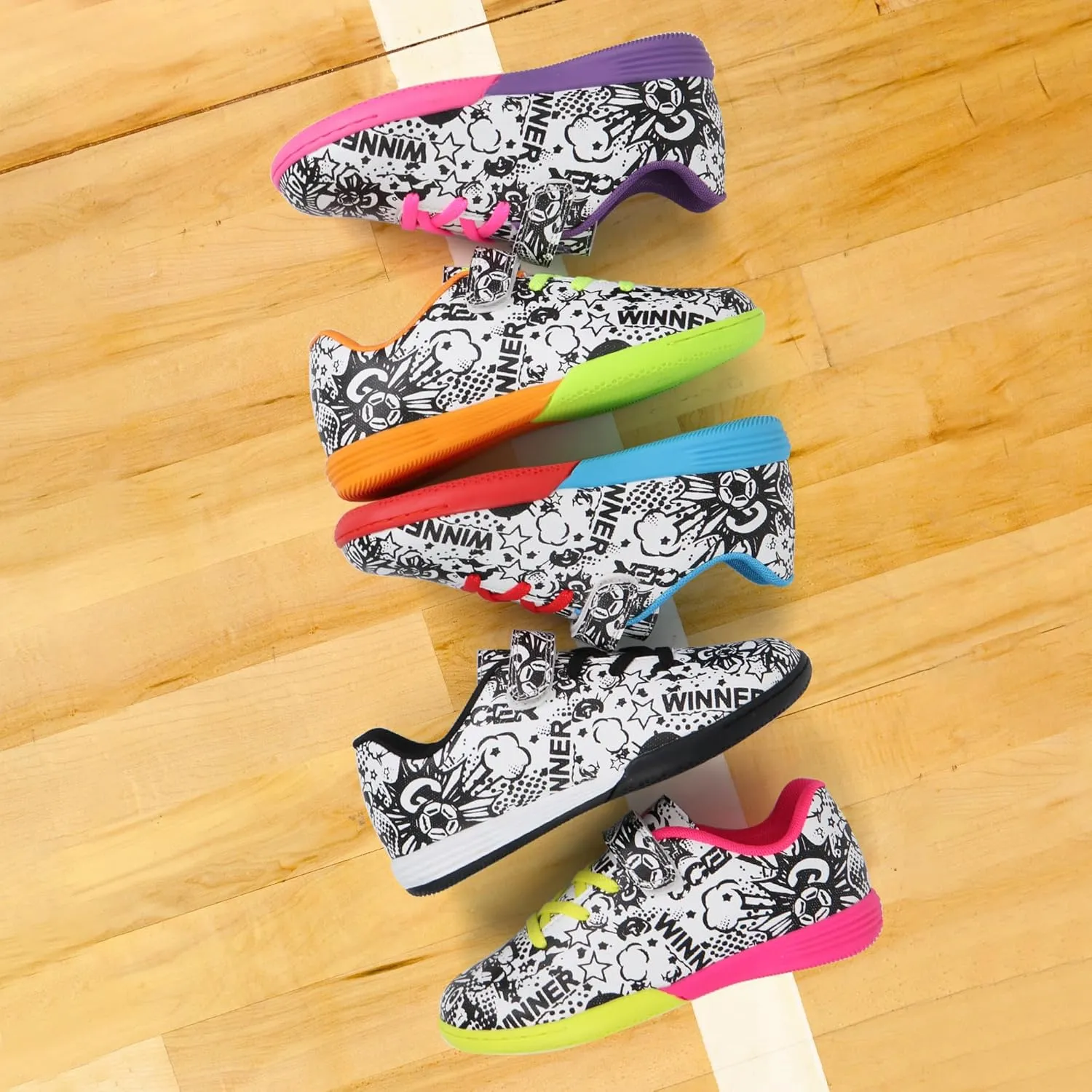 brooman Kids Indoor Soccer Shoes Boys Girls Futsal Soccer Shoes