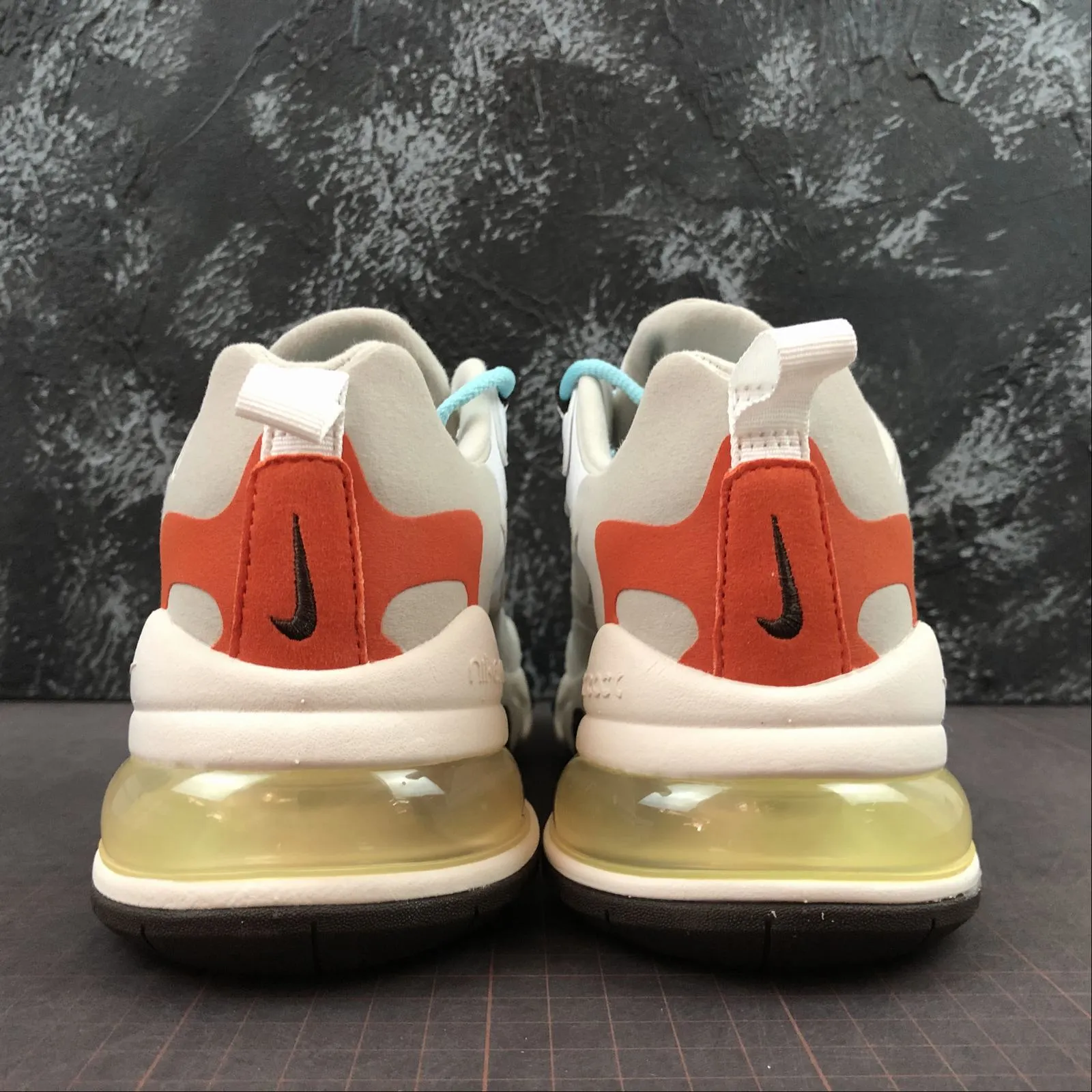Air Max 270 React Light Beige Chalk Summit White Team Orange Platinum Tint AT6174 200 narrow - base - feature shoes