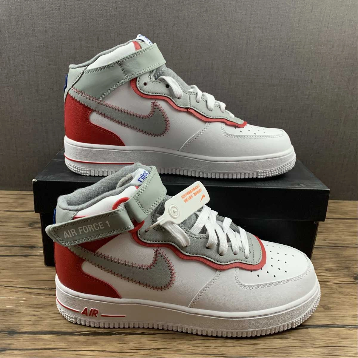 Minimalist Look Air Force 1 07 Mid Athletic Club White Red Gray DH7451-100
