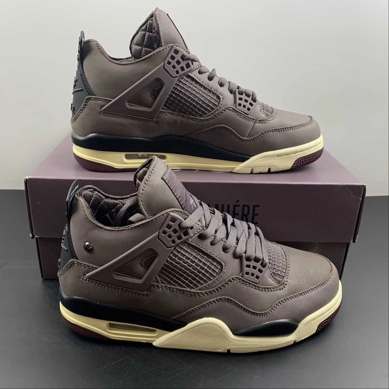 A Ma Mani??re x Air Jordan 4 Violet Ore Medium Ash Muslin Burgundy Crush DV6773-220 Elastic Lacing