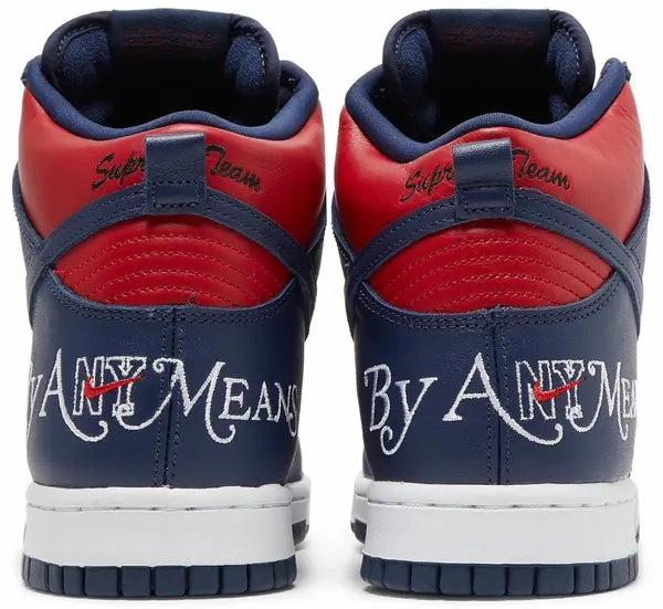 Nike Dunk High SB x Supreme Navy Red Durable tread