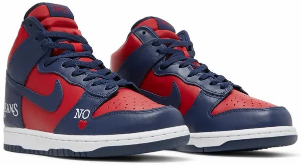 Breathable Vamp Nike Dunk High SB x Supreme Navy Red
