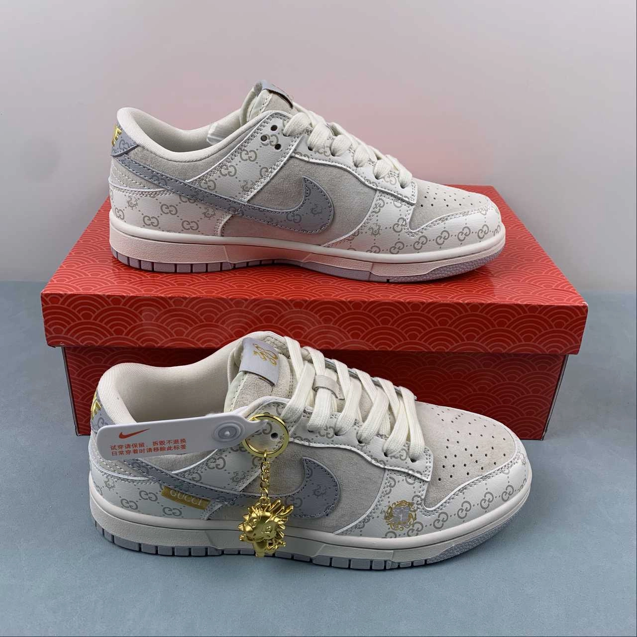 AntiSlip Professional Fit Gucci x SB Dunk Low Off White Gray Gold FC1688-159