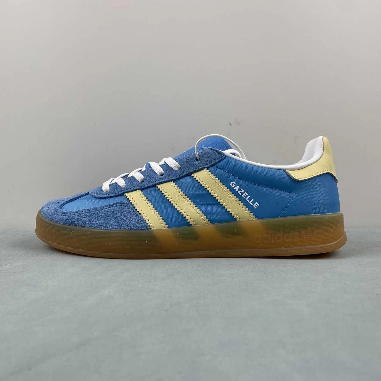 Campus Look PU material Adidas Gazelle Indoor Semi Blue Burst Almost Yellow Cloud White IE2960