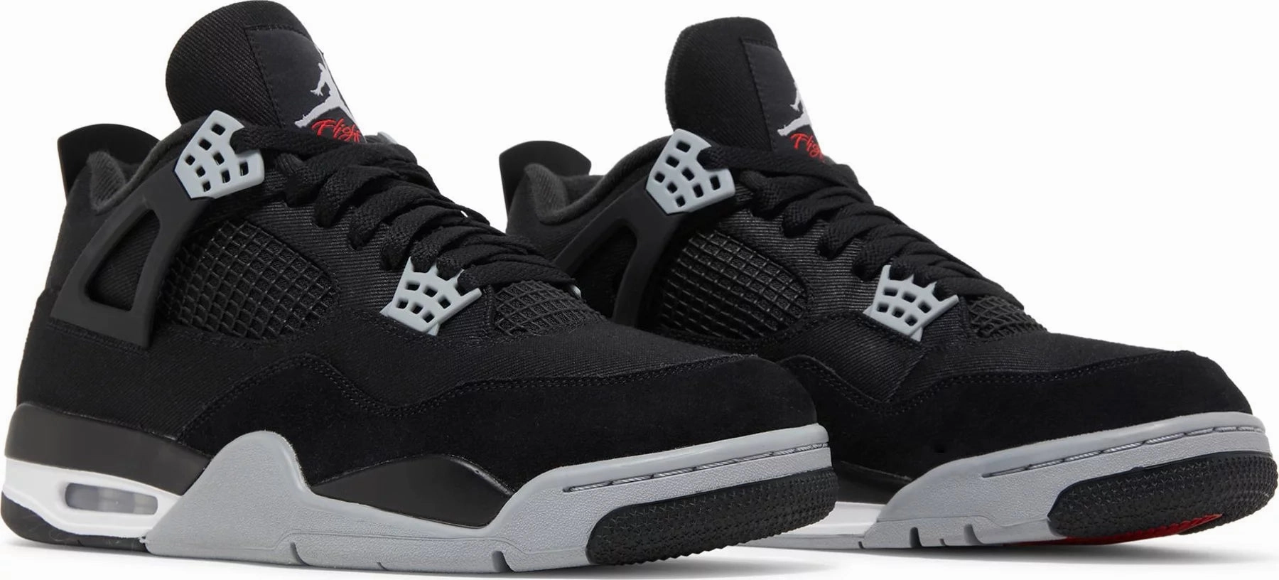 Durability Stable Step Nike Jordan 4 Black Canvas