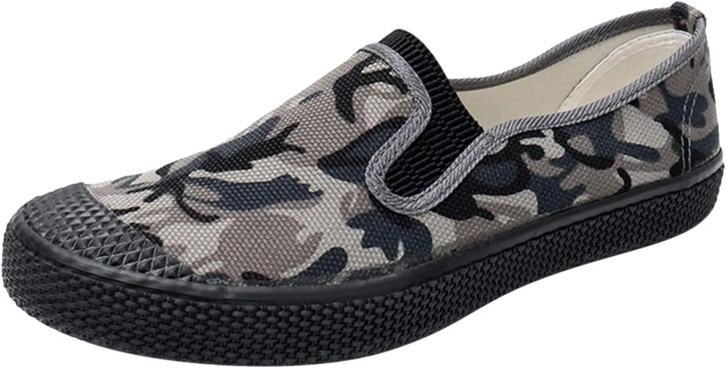 Casual Shoes Lace up Men Shoes Breathable Canvas Men Rubber Soled High Top Labor