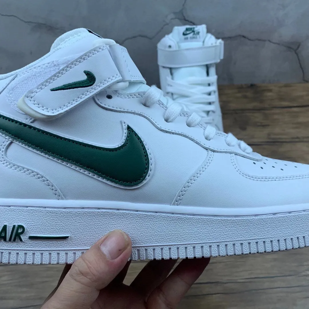 Air Force 1 07 Mid White and Green AO2424-104 Block Jog Daily Travel