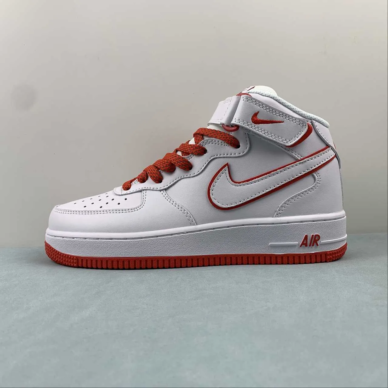 Family Run Outdoor Walking Air Force 1 07 Mid White Red WP5623-832