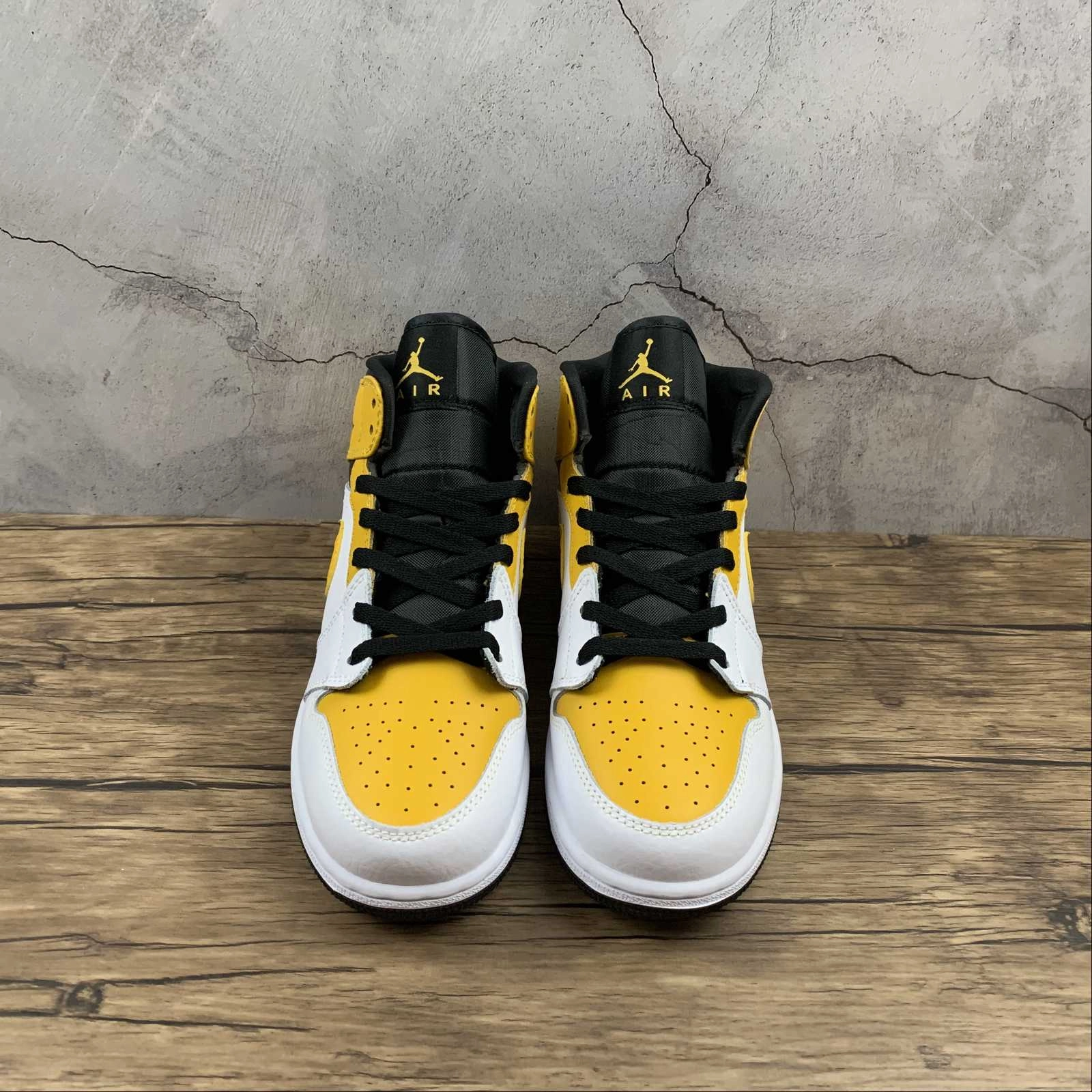 Air Jordan 1 Mid (GS) White University Gold-Black (2021) 554725-170 Comfortable Standing