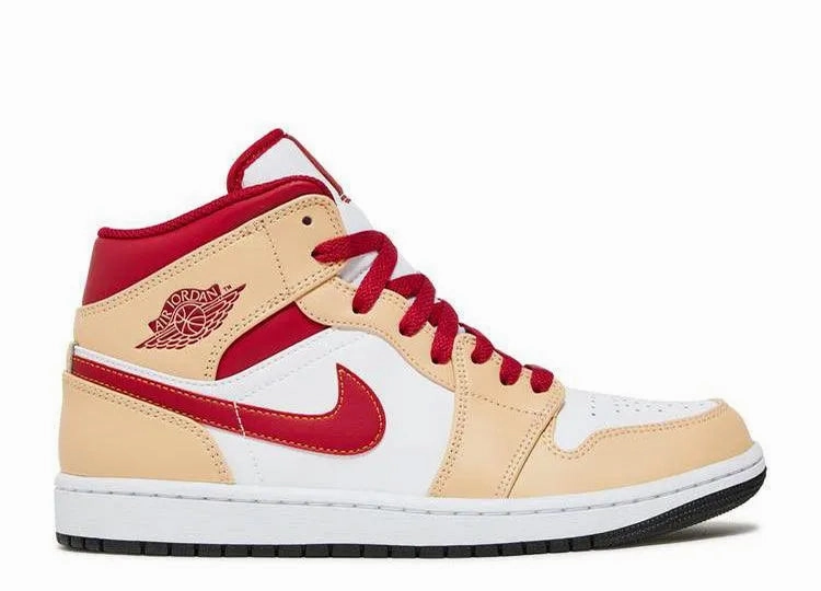 Stylish Appeal Grip Power Air Jordan 1 Mid Beige Red