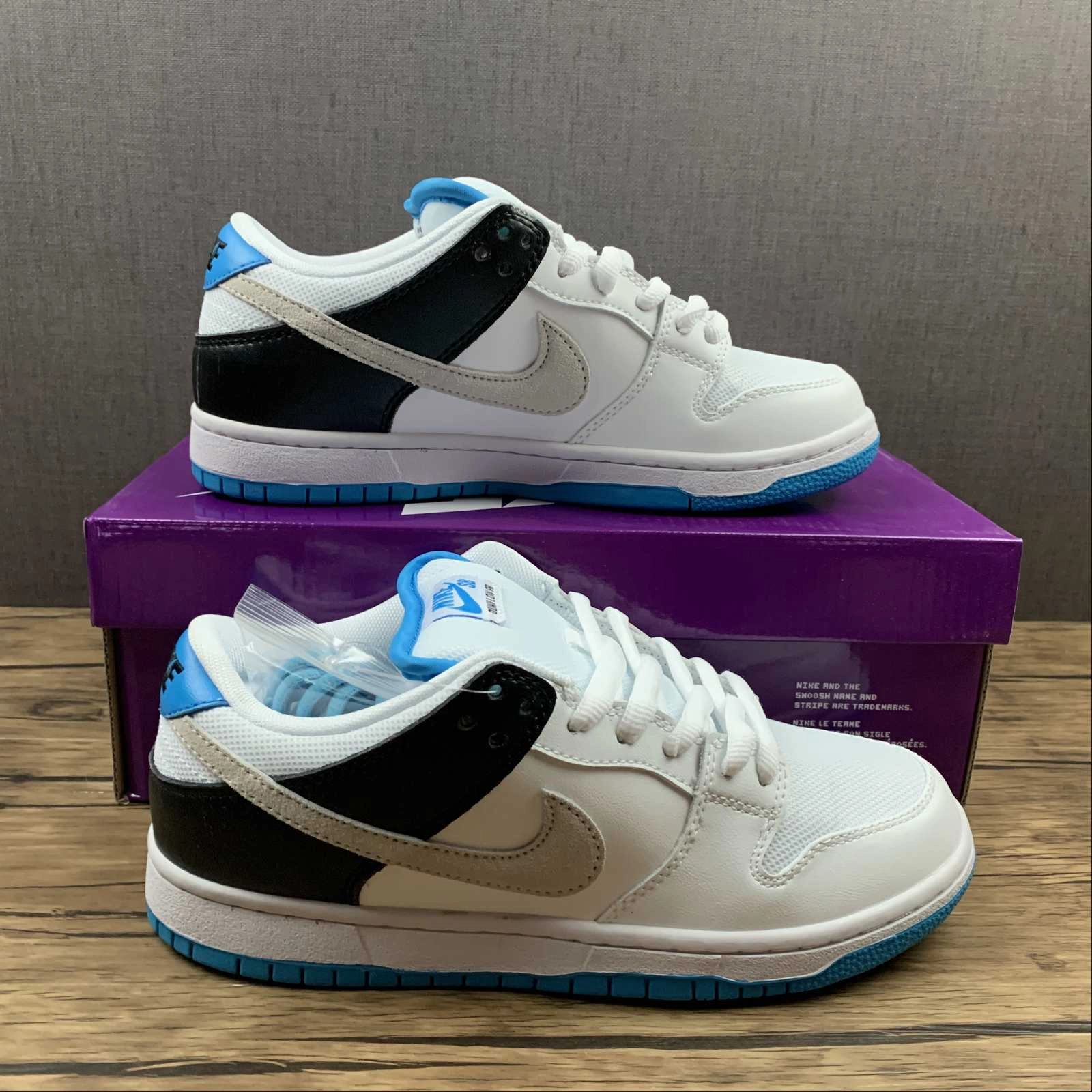 SB Dunk Low PRO White Black Blue BQ6817-101 Pure Lines Designer comfort