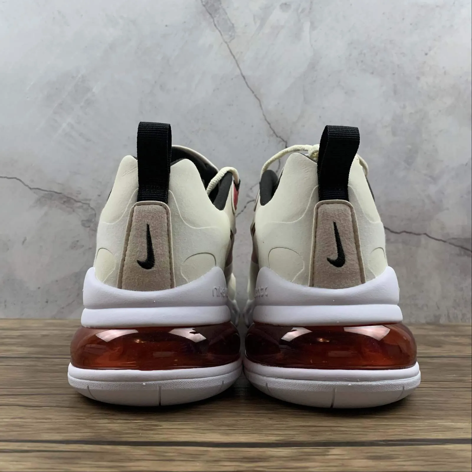 running in a mud run Heel lock Air Max 270 React LT Orewood Brn Cardinal Red CT1280-102