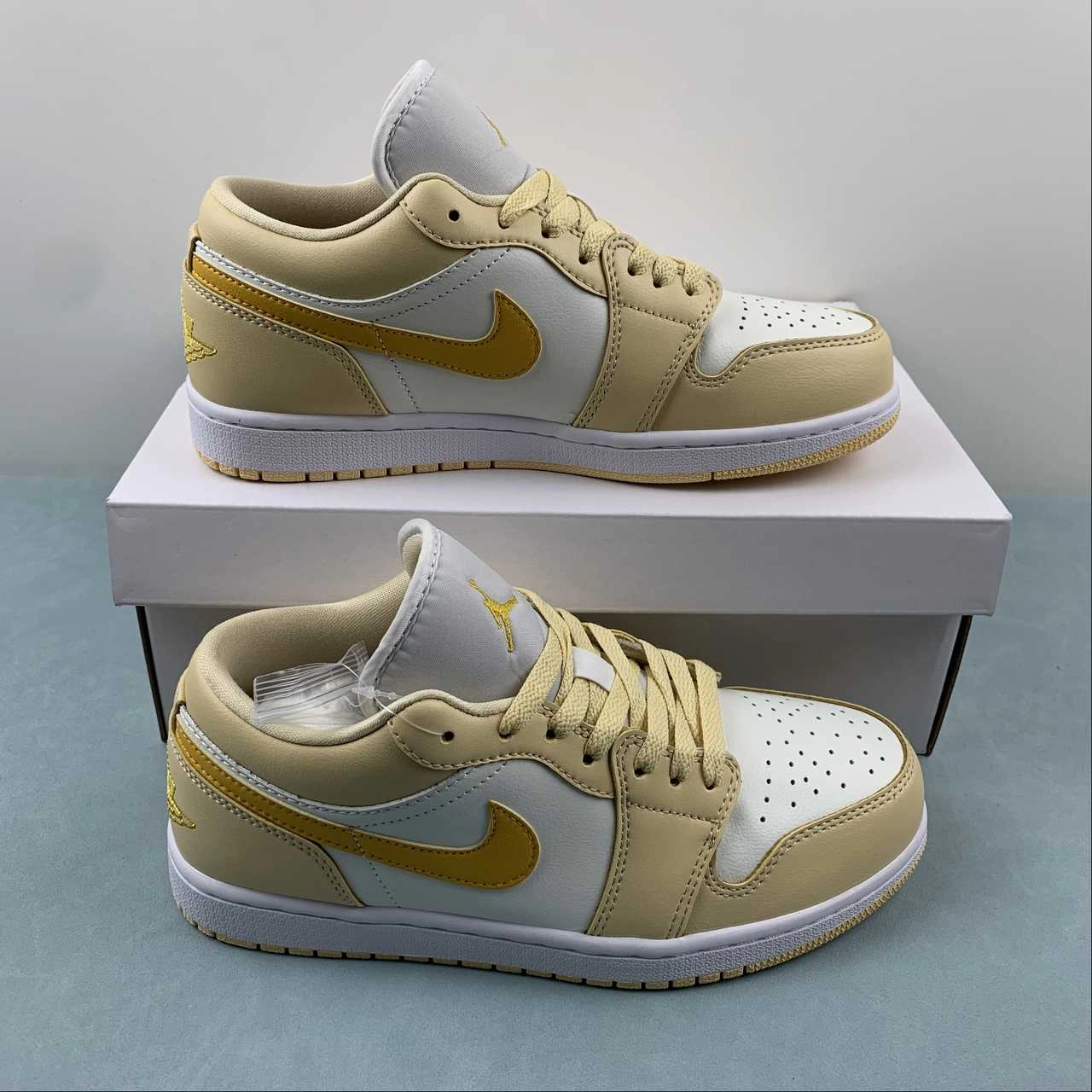 Air Jordan 1 Low Team Gold White DC0774-170 Lightweight Knit Fabric
