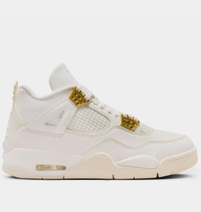 Nike Air Jordan 4 Retro Sail Metallic Gold Handcrafted Details Collared Ankle Padding