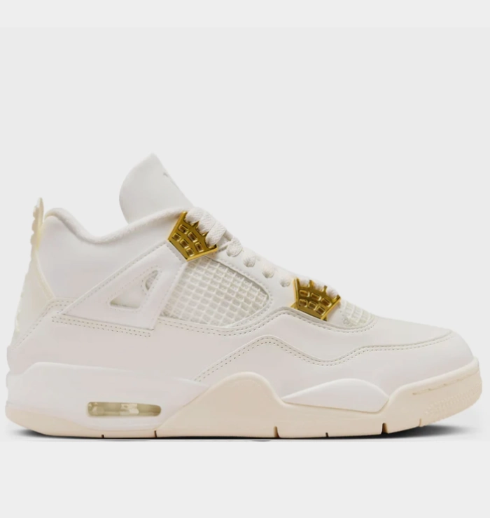 Nike Air Jordan 4 Retro Sail Metallic Gold Handcrafted Details Collared Ankle Padding