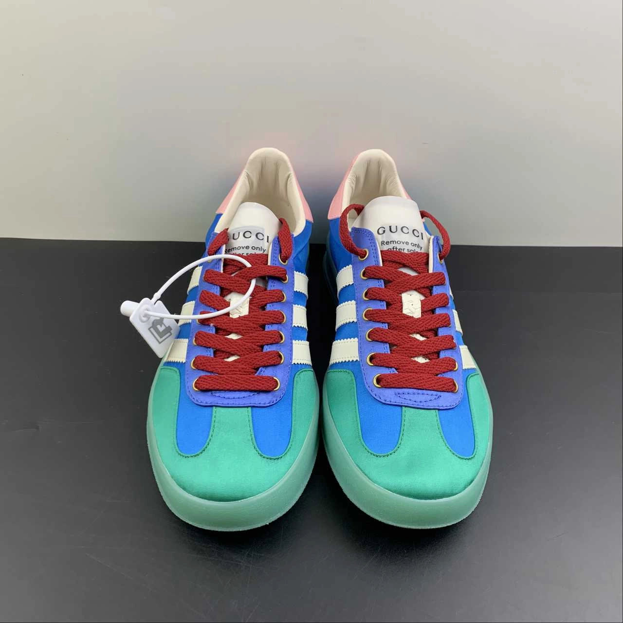 winter - resistant Toe box space Adidas x Gucci Gazelle Light Blue Duchess Silk