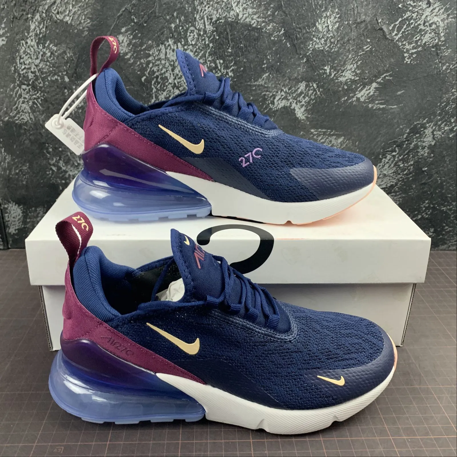 sprinter shoes plyometric shoes Air Max 270 Blue Void True Berry Platinum Tint Crimson Tint AH6789-402