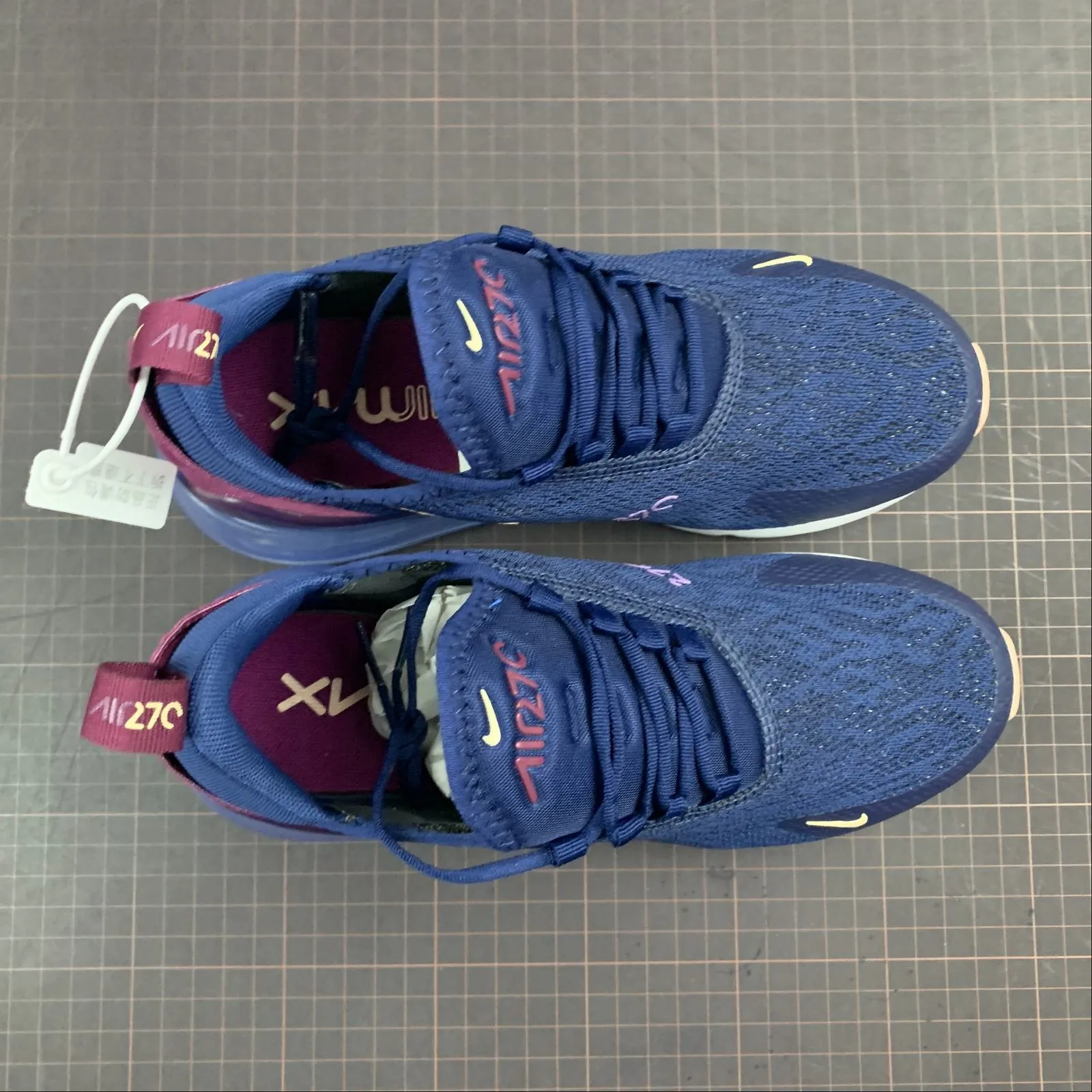Air Max 270 Blue Void True Berry Platinum Tint Crimson Tint AH6789-402 running in a trail race shoes
