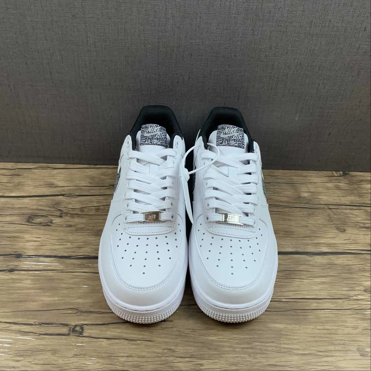 Drill Step Air Force 1 07 Low Geometric Print White Metallic Silver Black CZ7933-100