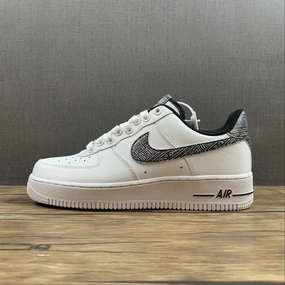 Detachable Insole Air Force 1 07 Low Geometric Print White Metallic Silver Black CZ7933-100