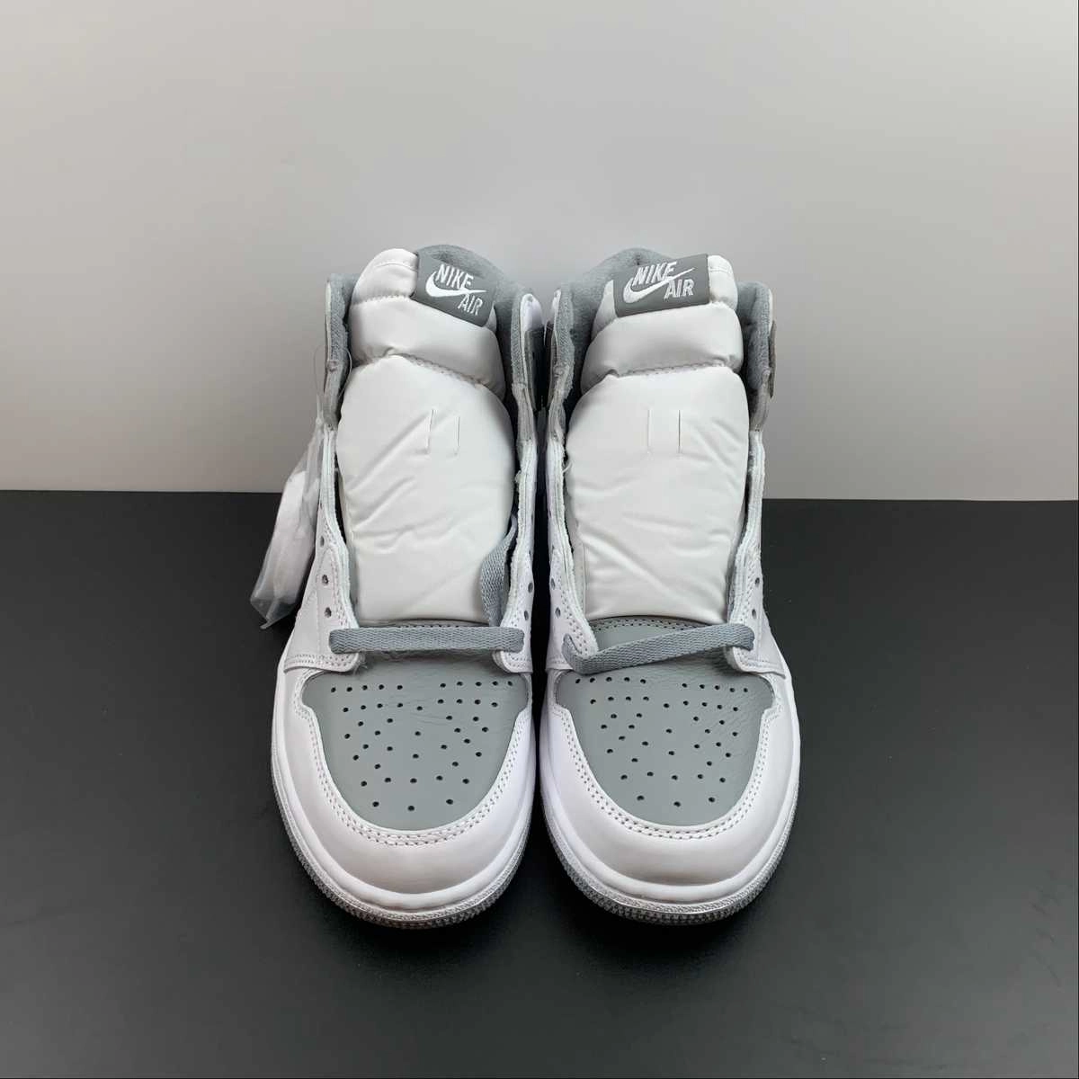Air Jordan 1 Retro High OG White Sail Stealth Grey (2021) 555088-037 Microfiber Heel Counter
