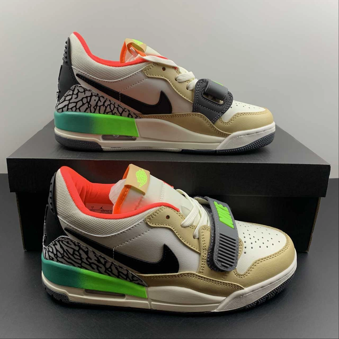 Air Jordan Legacy 312 Low GS Gradient White Beige Multi DZ2763-101 Dynamic Fit Sneakers Traction