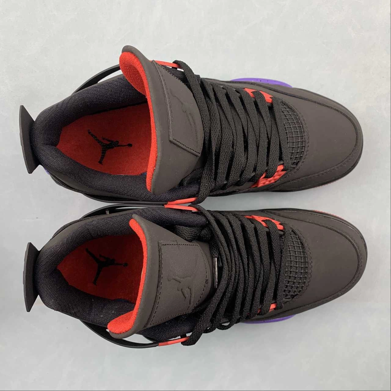 Air Jordan 4 Retro NRG Raptors Black University Red Court Purple AQ3816-065 Cush Pad Agile Movement