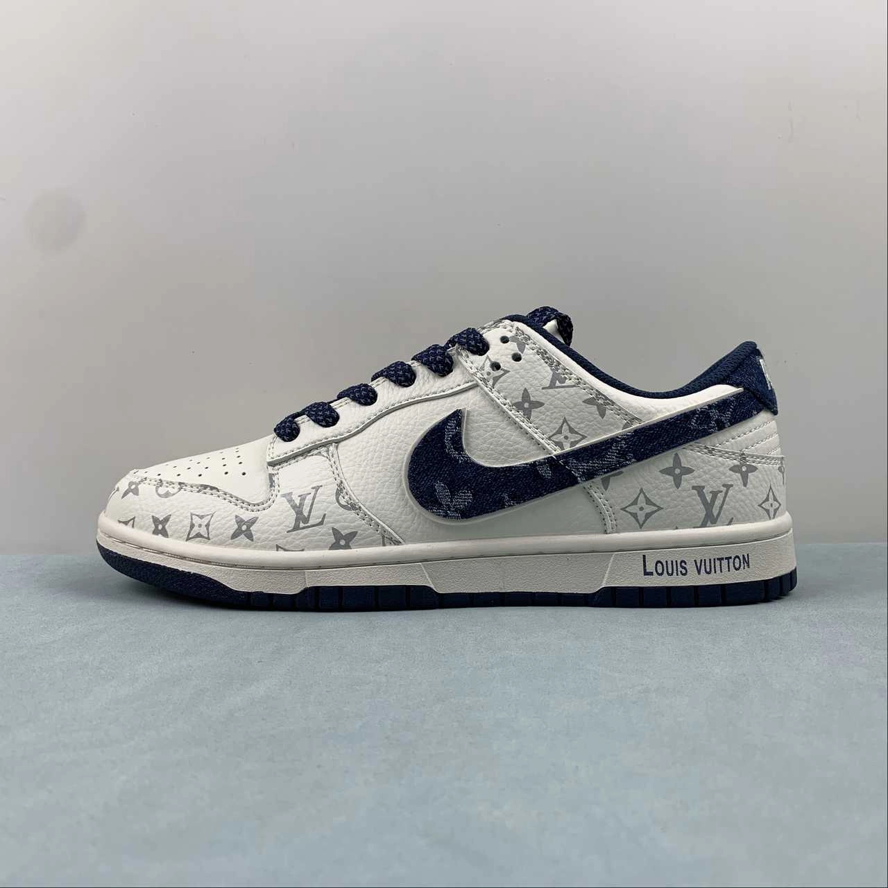 LV x SB Dunk Low Cream White Royal Blue Silver FC1688-123 Clean Aesthetic Ergo Support