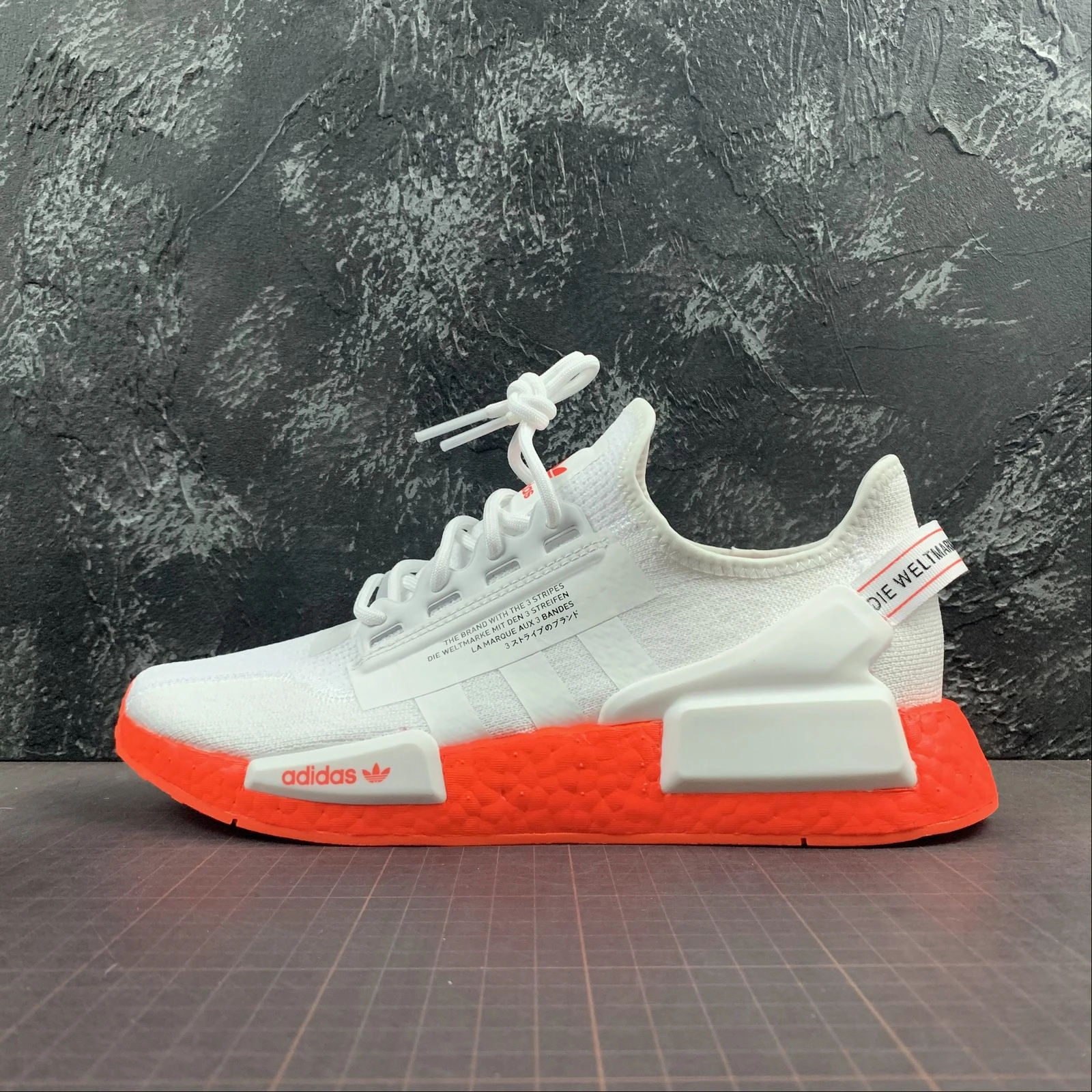 Adidas NMD R1 V2 White Solar Red running in competitions running shoes with removable insoles