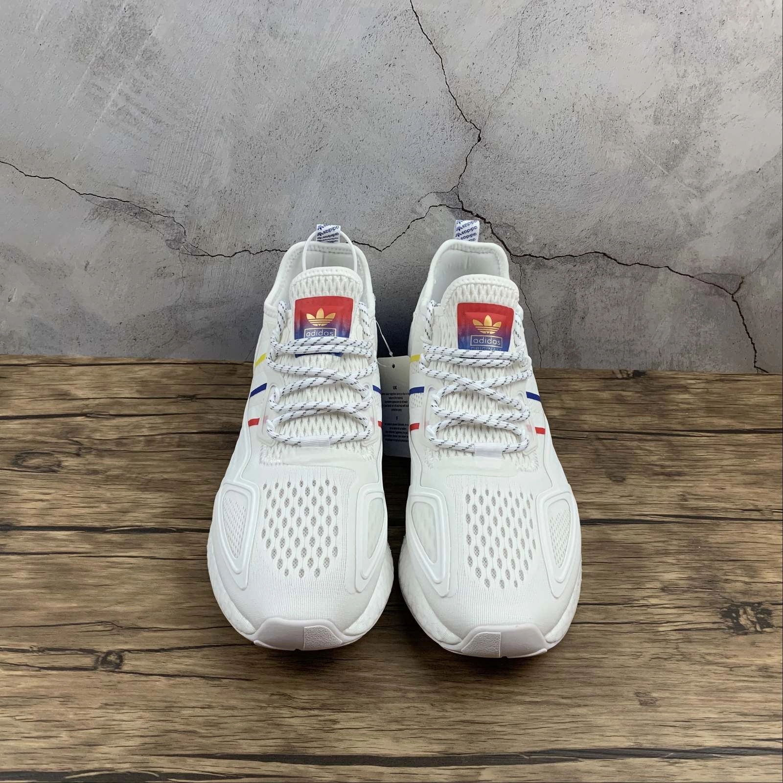 hikers' shoes long - distance use Adidas ZX 2K Boost White Blue-Red-Yellow CQ2768