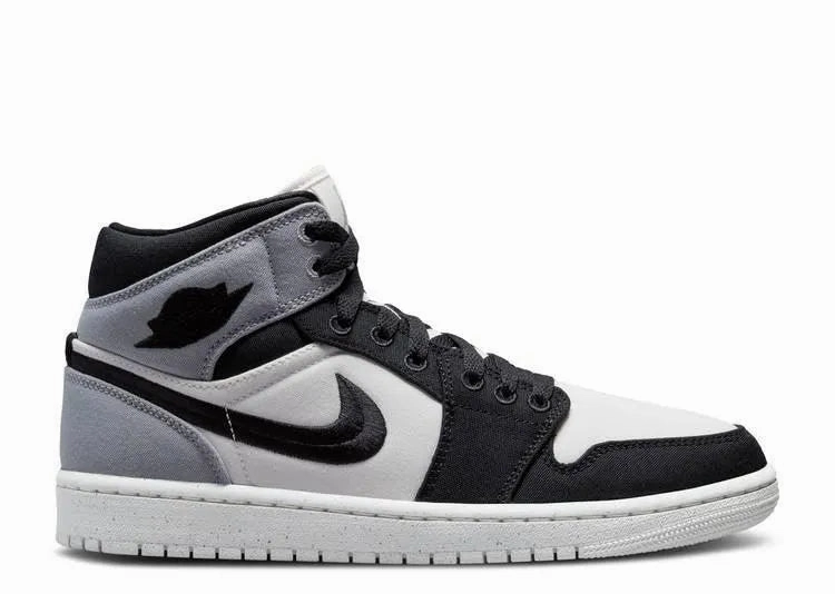 Air Jordan 1 Mid Lt Steel Grey Canvas (W) All weather Cushioned Choice