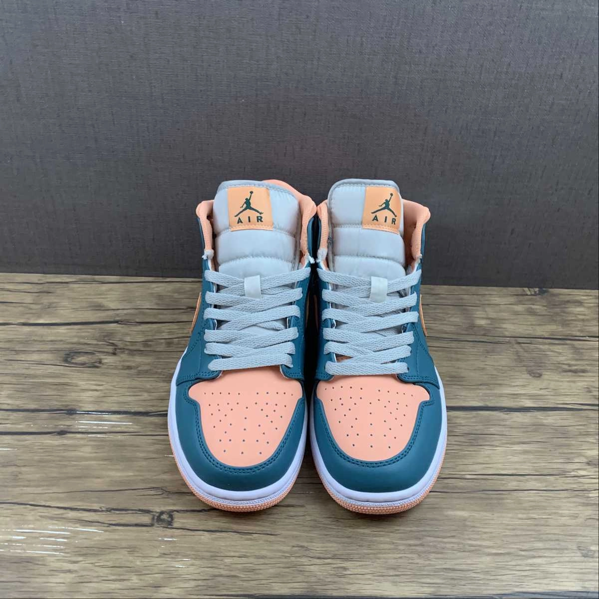 Air Jordan 1 Mid Pink Green Ankle Support Features Quick Access