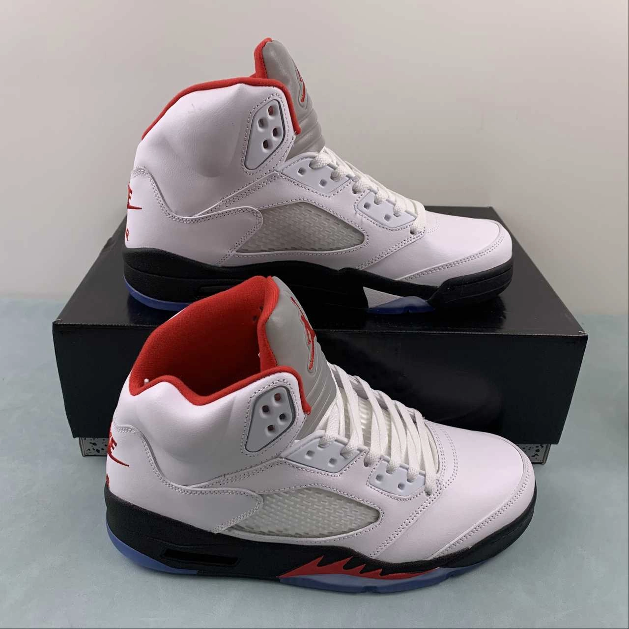 Adaptive Lateral Support Enhanced Lateral Support Air Jordan 5 Retro White Fire Red-Black DA1911-102
