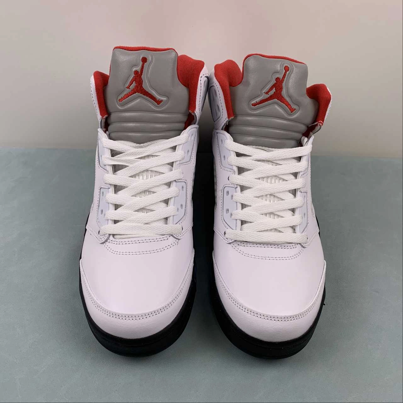 Court Time Ready Air Jordan 5 Retro White Fire Red-Black DA1911-102