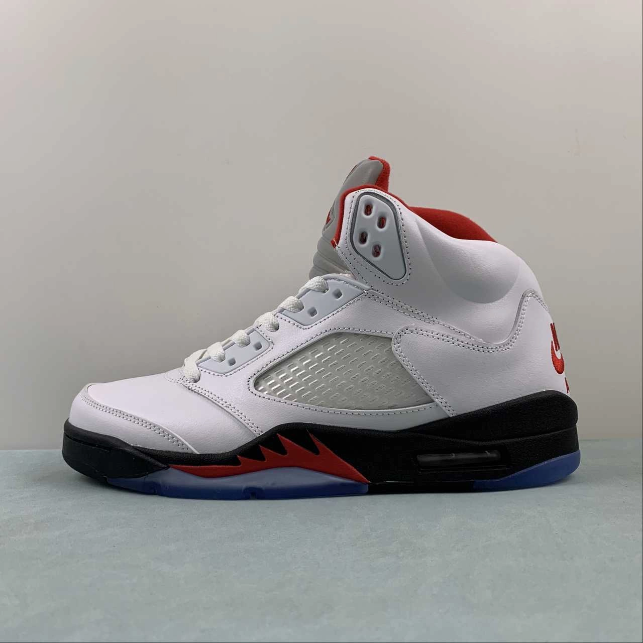 Vertical Jump Support Air Jordan 5 Retro White Fire Red-Black DA1911-102