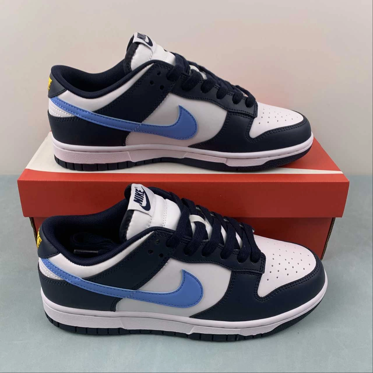 Seamless Upper Fabric SB Dunk Low Midnight Navy University Blue Laser Orange FN7800-400