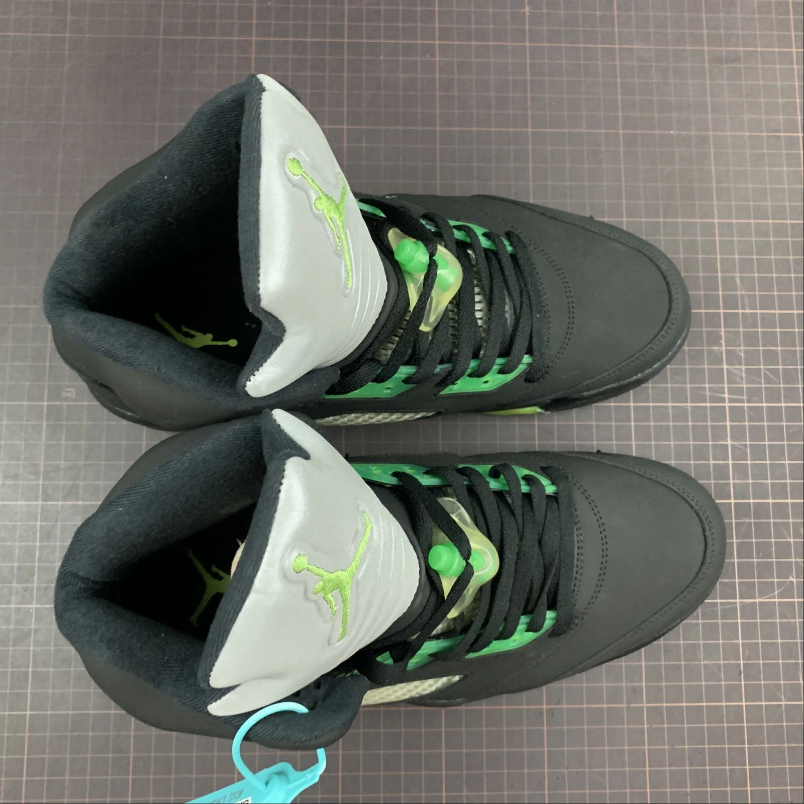Wedge Sole Elastic Collar Design Air Jordan 5 Retro Quai54 Black Flourescent Green 255054-511