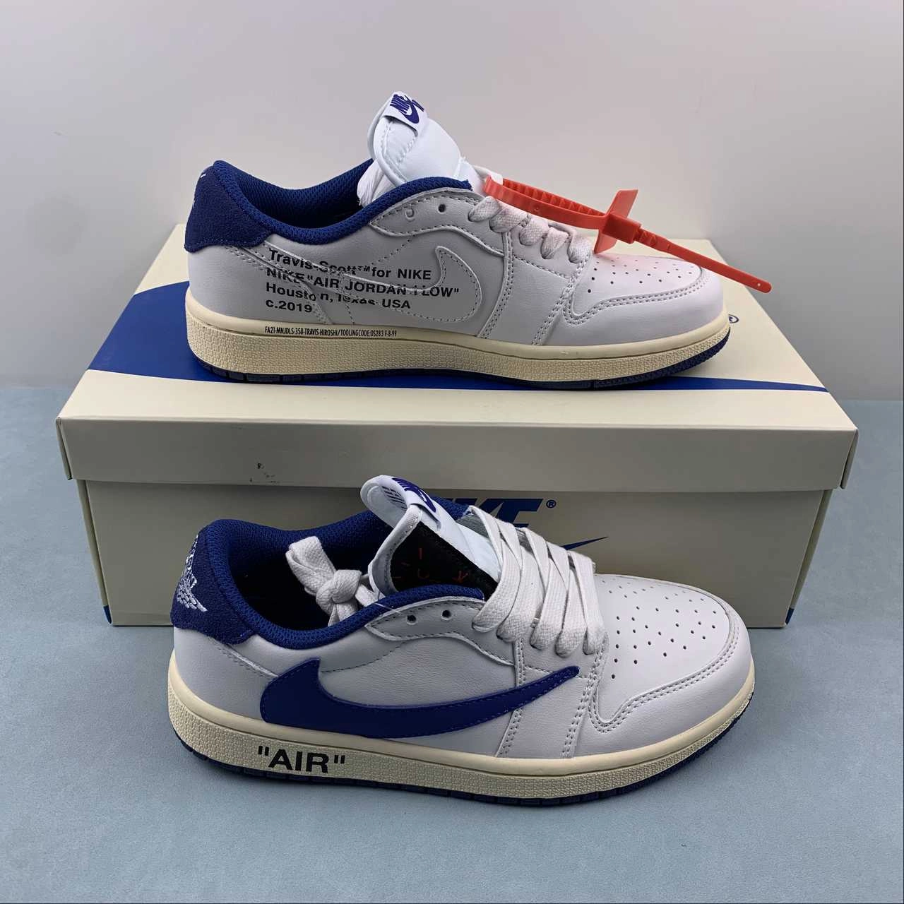 Travis Scott x Air Jordan 1 Low OG White Navy Blue Black DH7890-111 City Step