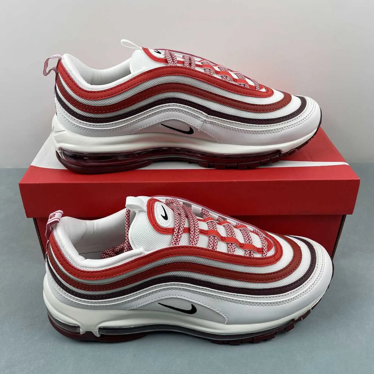 Air Max 97 Summit White Dark Team Red Dragon Red Black FN6957-101 wide-fit shoes morning - run