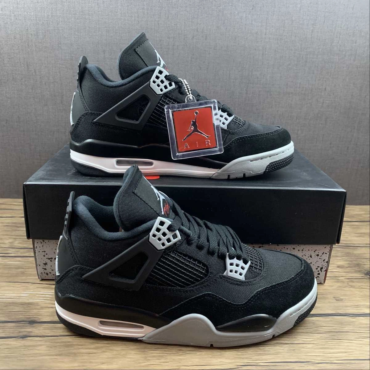 Air Jordan 4 Retro SE ??Black Canvas?? Black White-Red All-day Performance Aerobic Flex Sole