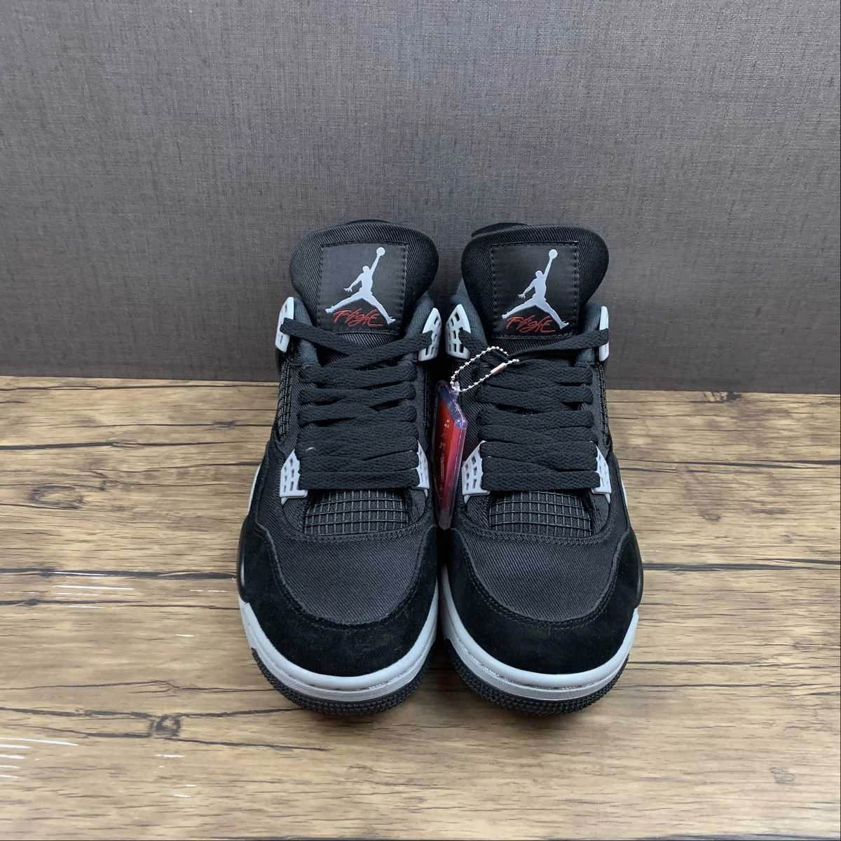 Air Jordan 4 Retro SE ??Black Canvas?? Black White-Red Vibrant lining Total Comfort