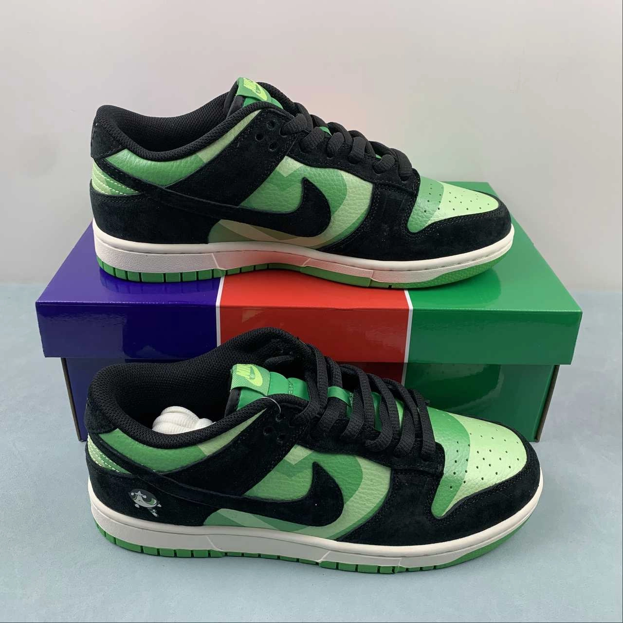 The Powerpuff Girls x SB Dunk Low Black Green White GP5532-062 Good elasticity well made