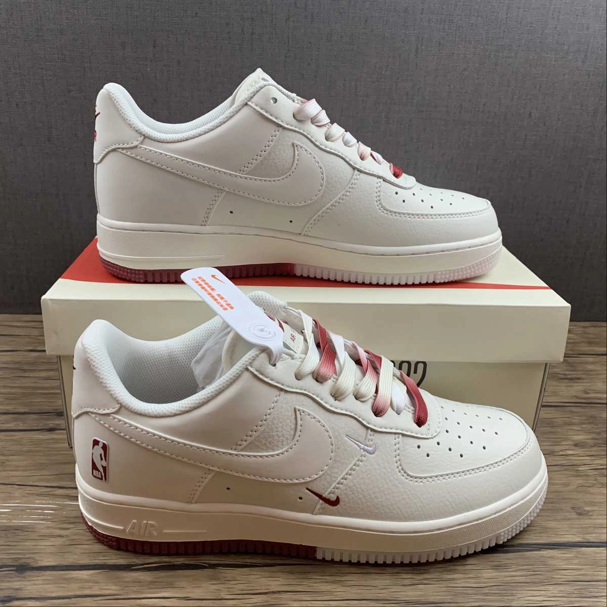 Air Force 1 07 Low NBA Rice White Dark Red NB8969-123 High-Performance Fit