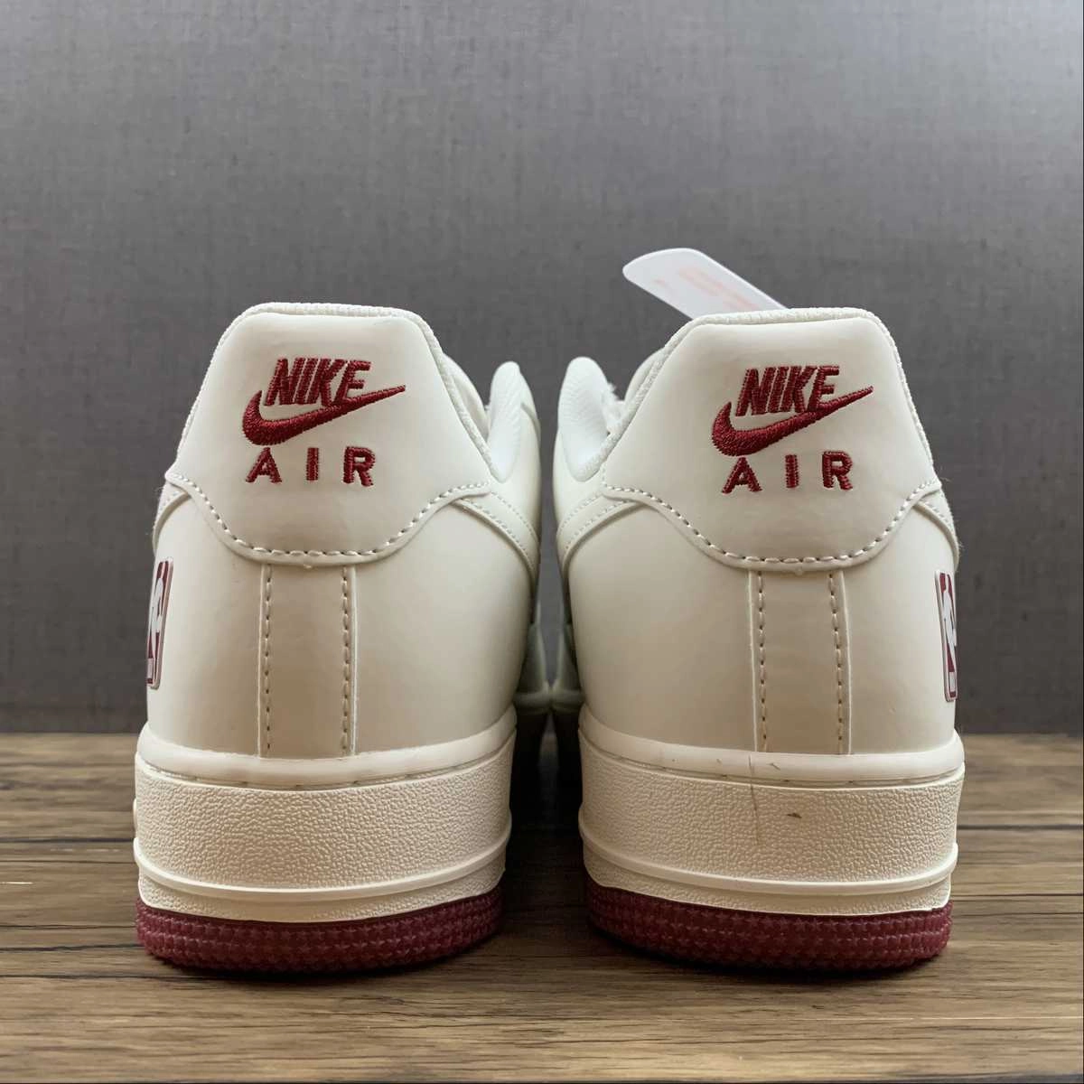 Air Force 1 07 Low NBA Rice White Dark Red NB8969-123 Sand Step Barefoot feel
