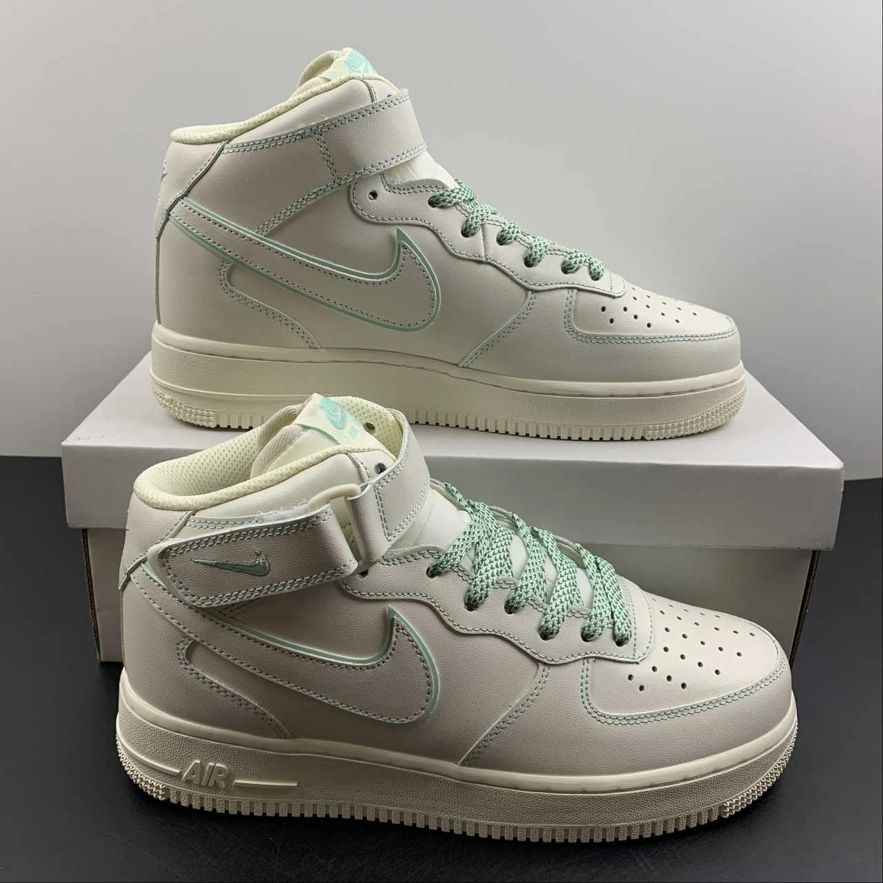 Air Force 1 07 Mid Cream White Green BY6899-695 Roomie Fit
