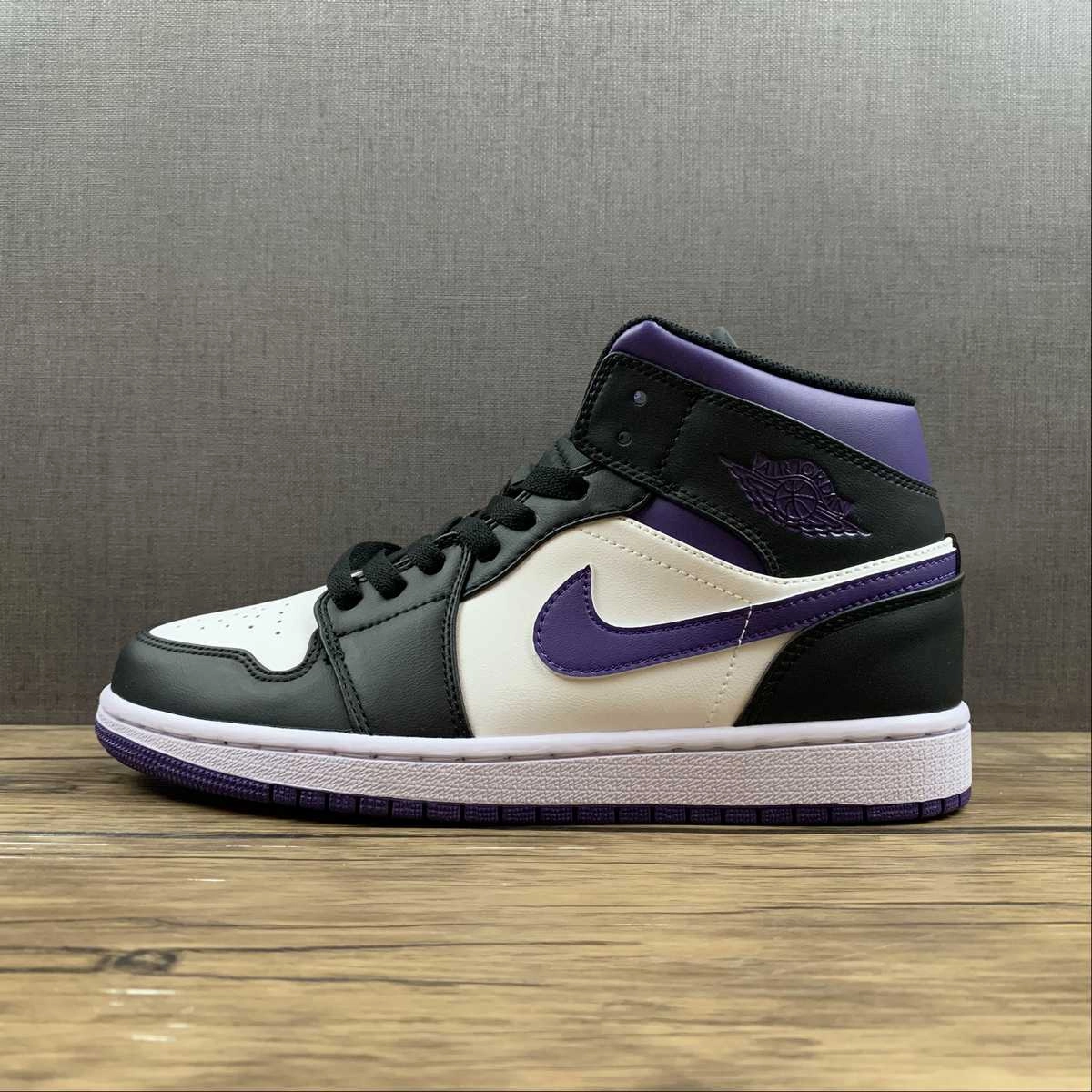 Air Jordan 1 Mid Black White Purple Responsive Foam Core Rubber Traction Pods
