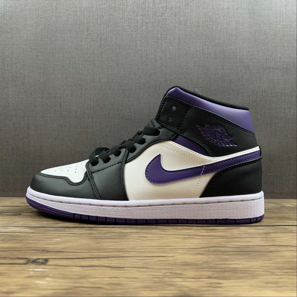Soft Touch Air Jordan 1 Mid Black White Purple